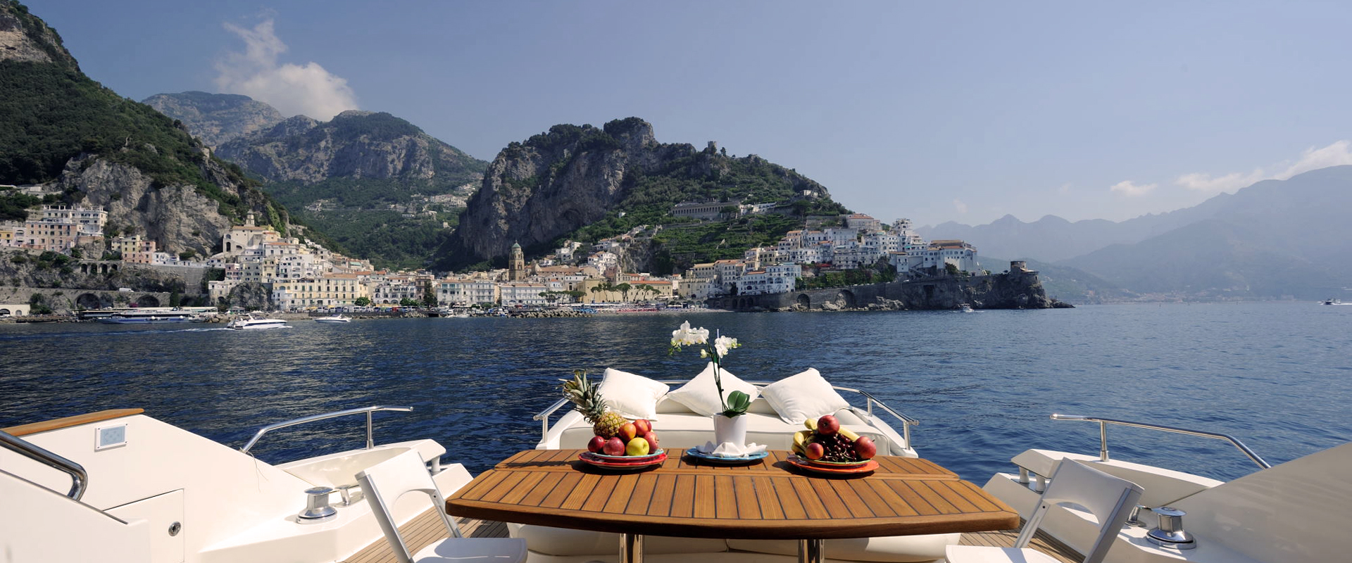 View of Amalfi Coast from a yacht