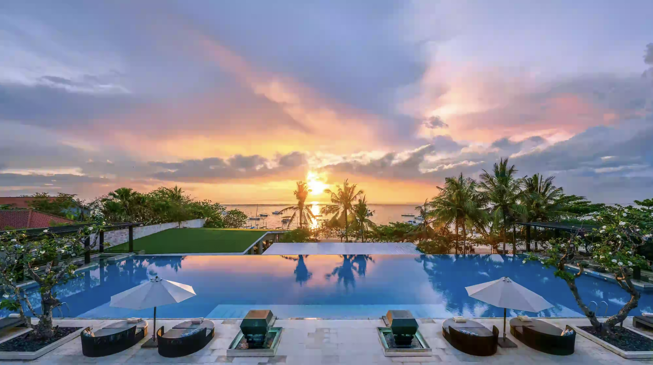 Sunset at a Bali resort