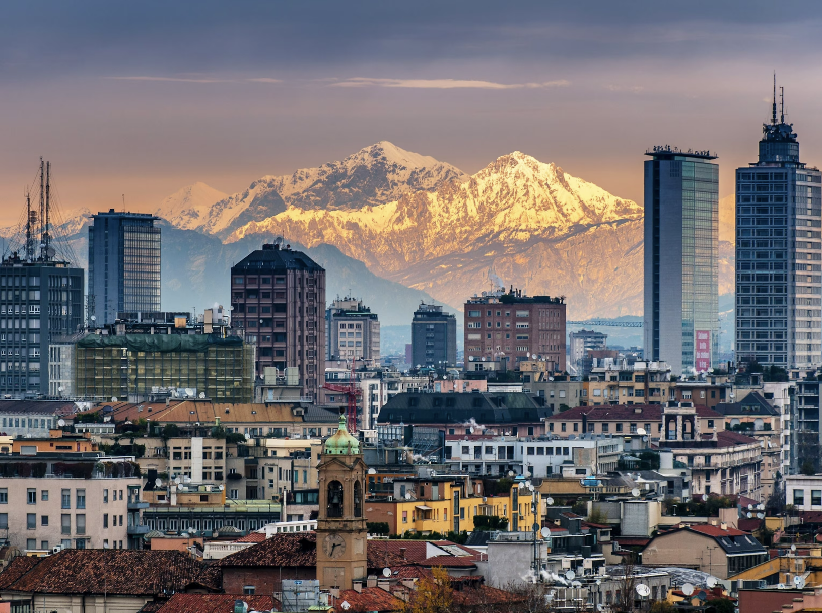 Milan with the Alps in the background