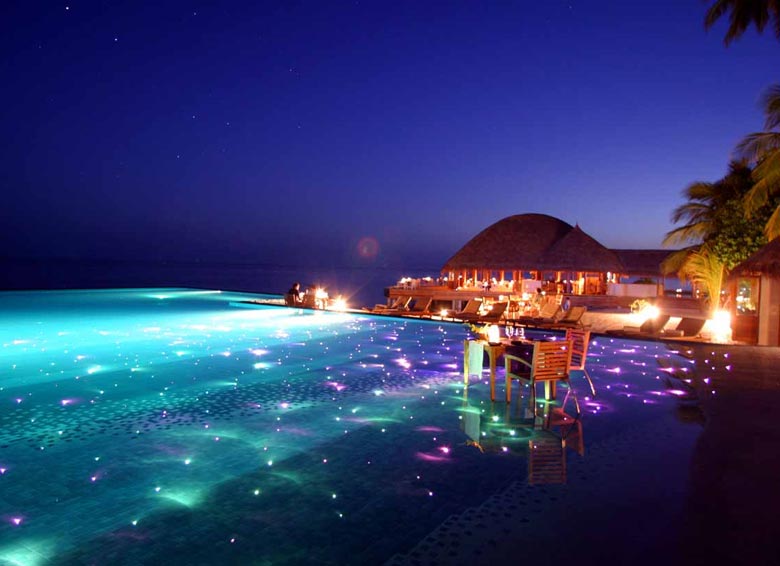 Beach nightlife at a resort