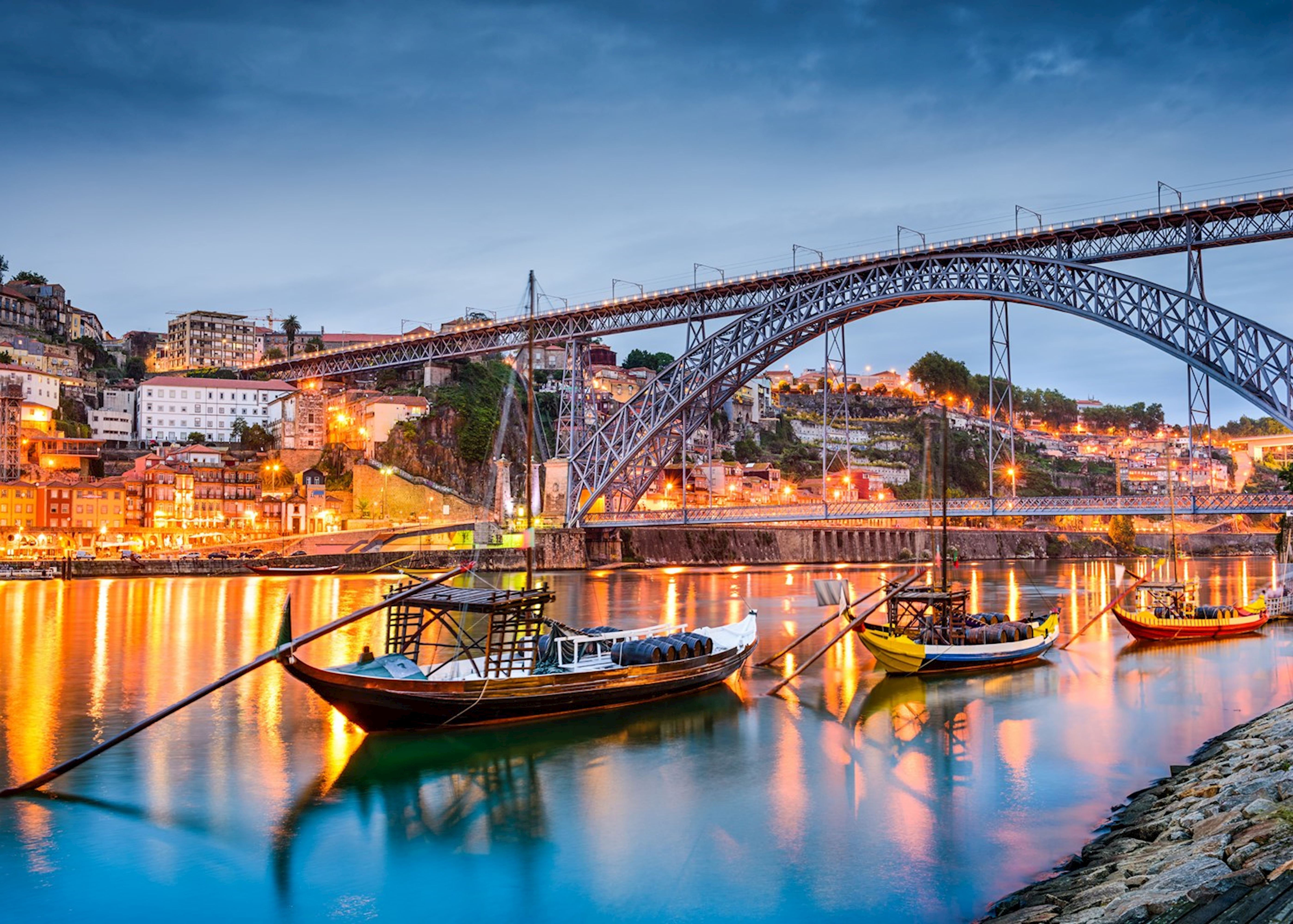river, bridge and boats in Portugal