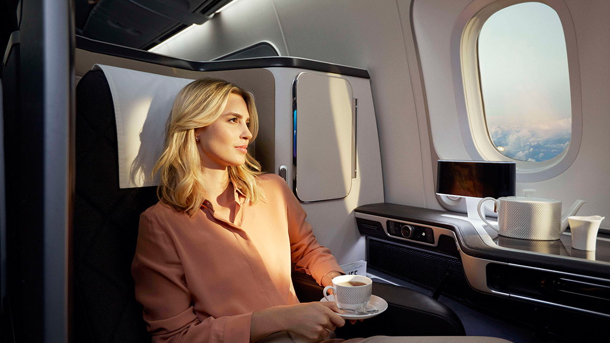 Looking out the window in first class