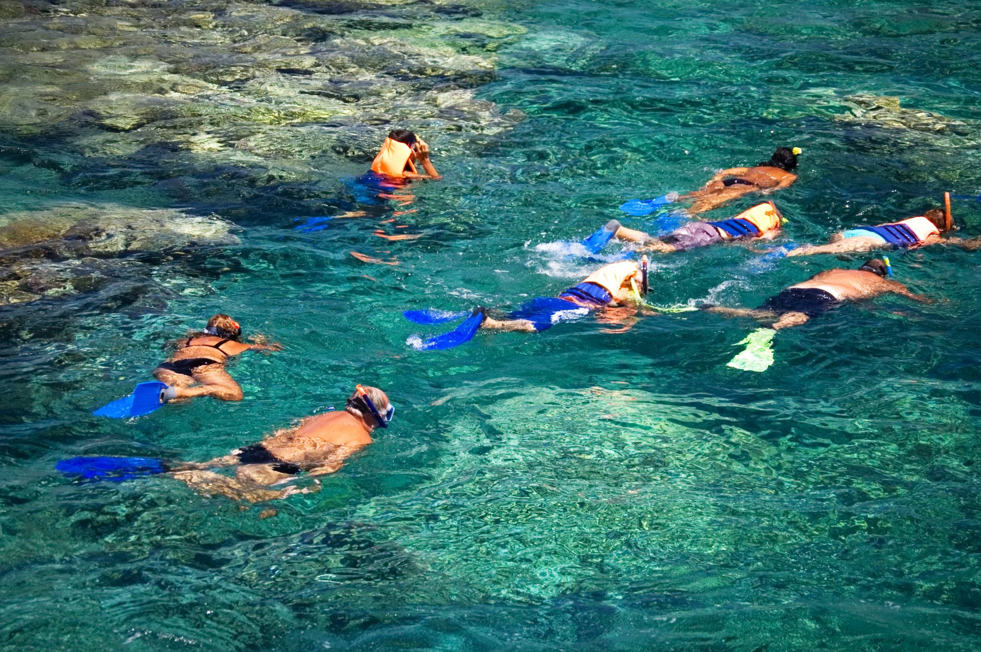 family snorkeling