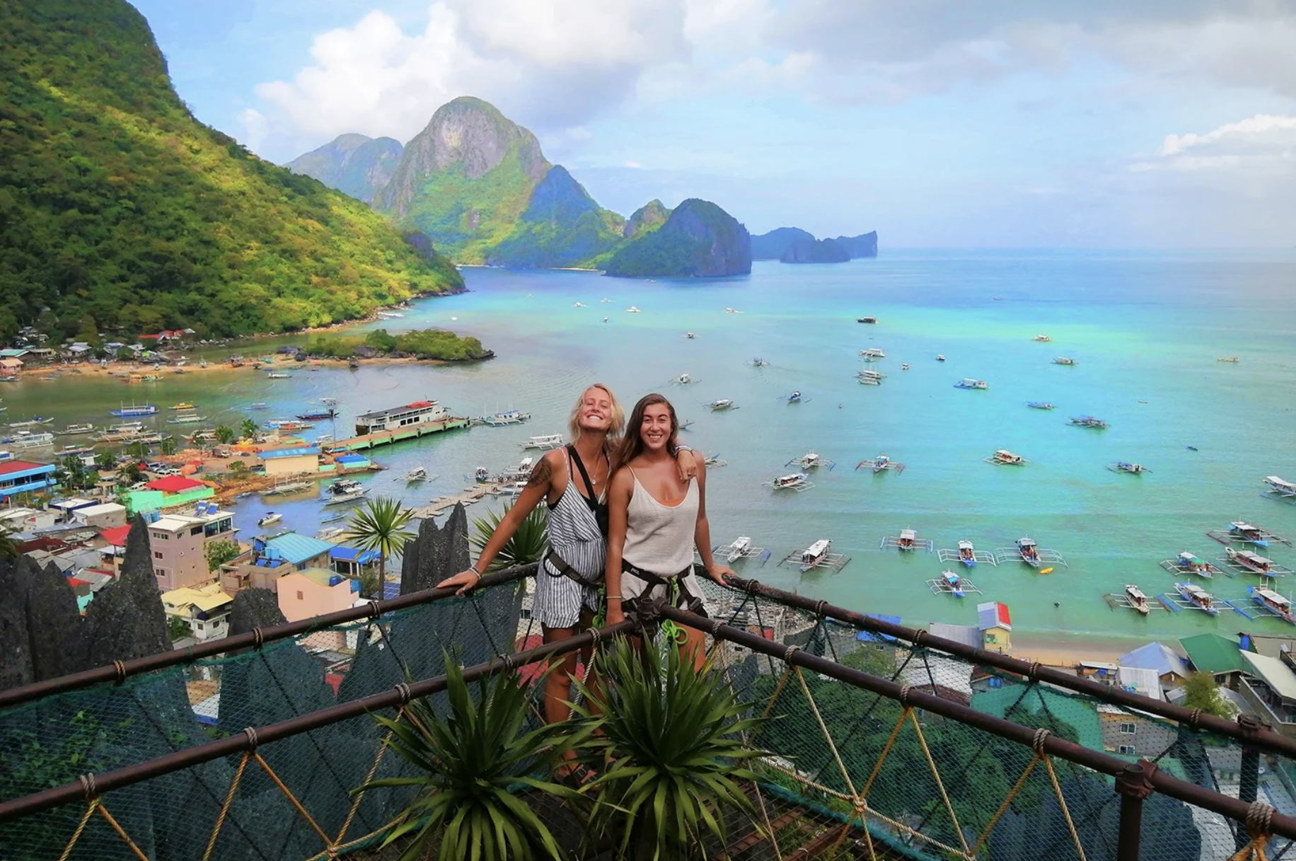 Tourists posing for a picture in the Philippines