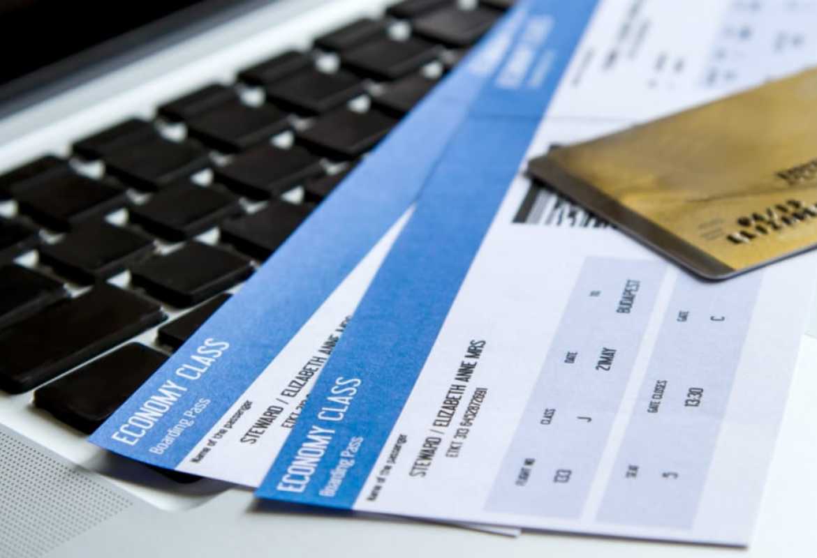 airline tickets on a keyboard
