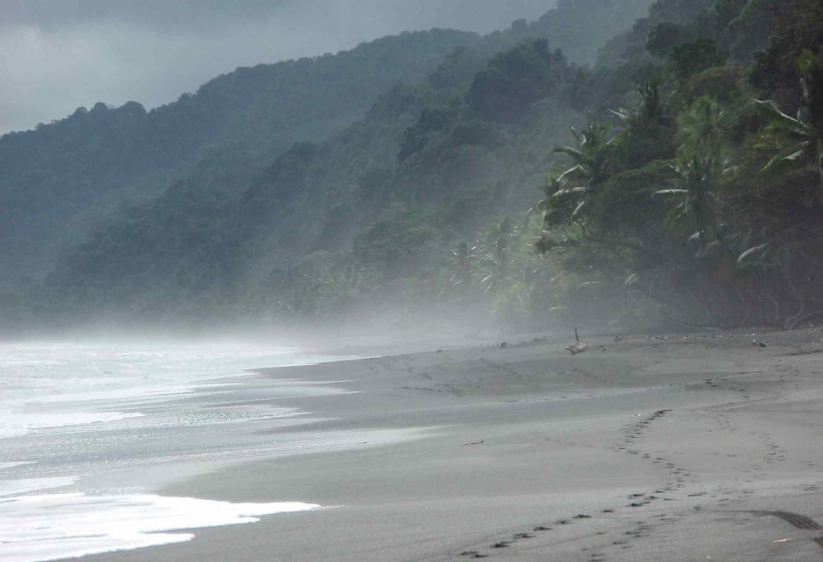 Costa Rican beach during storm