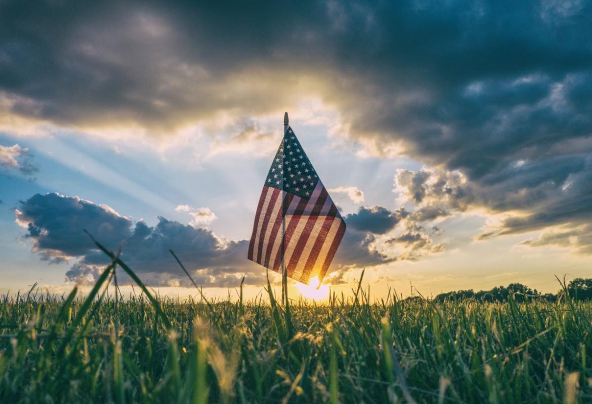 United States Flag in a field