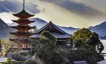 Japanese house by a lake