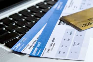 airline tickets on a keyboard