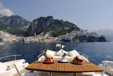 View of Amalfi Coast from a yacht