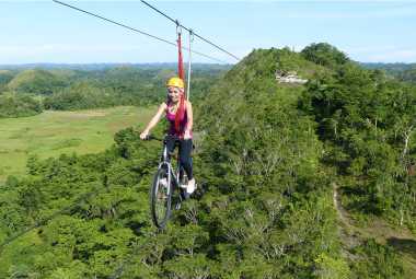 Biking on a zipline