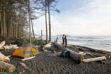 People camping on an island